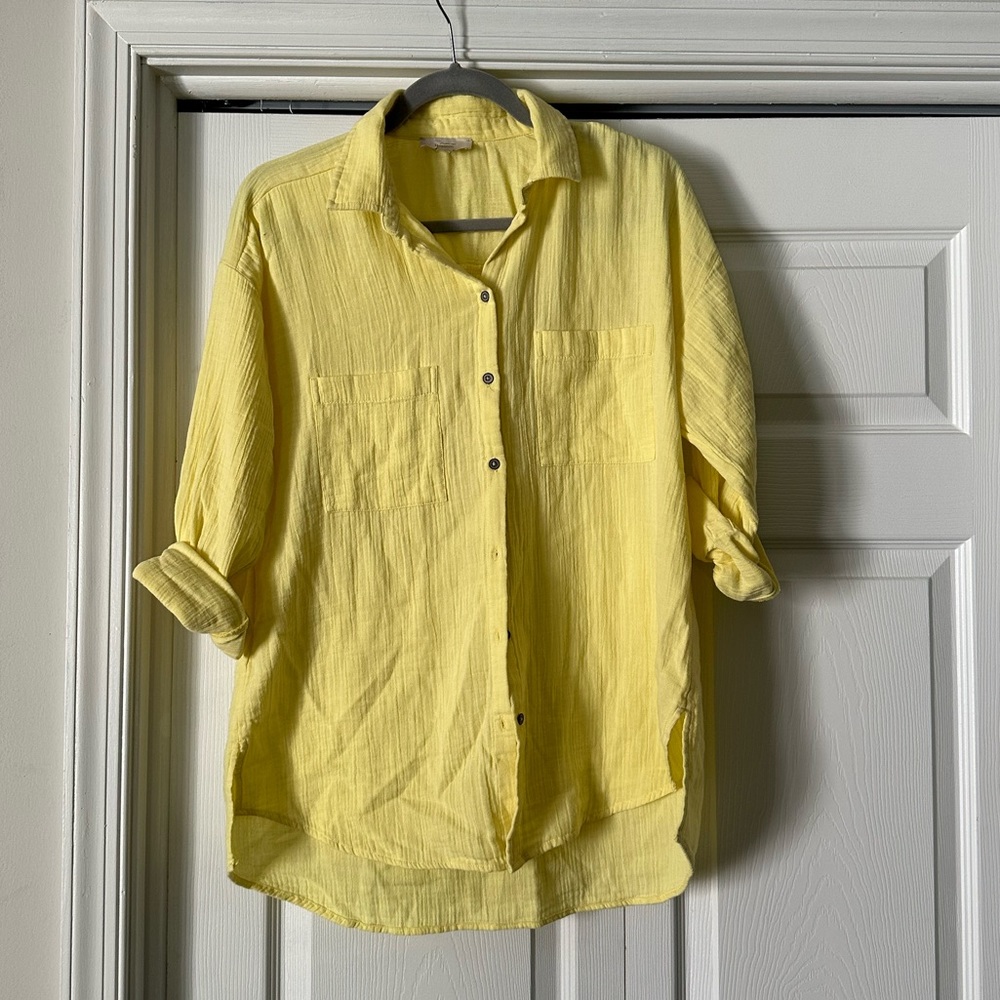 EUC LOFT yellow button down blouse